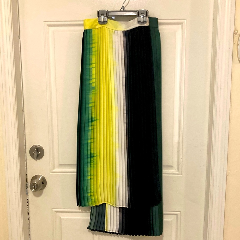 Topshop pleaded asymmetrical wrap midi skirt